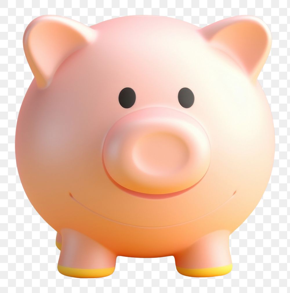 PNG Cute Piggy bank toy pig representation.