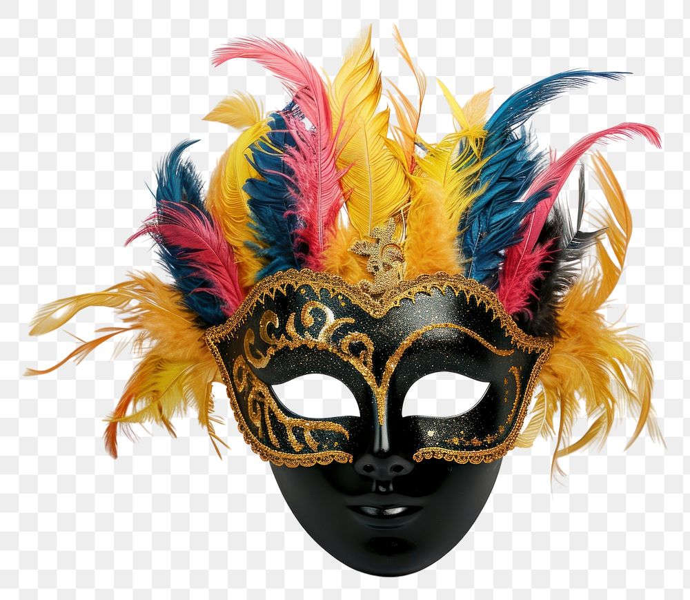 PNG  Venetian carnival mask feather celebration creativity.