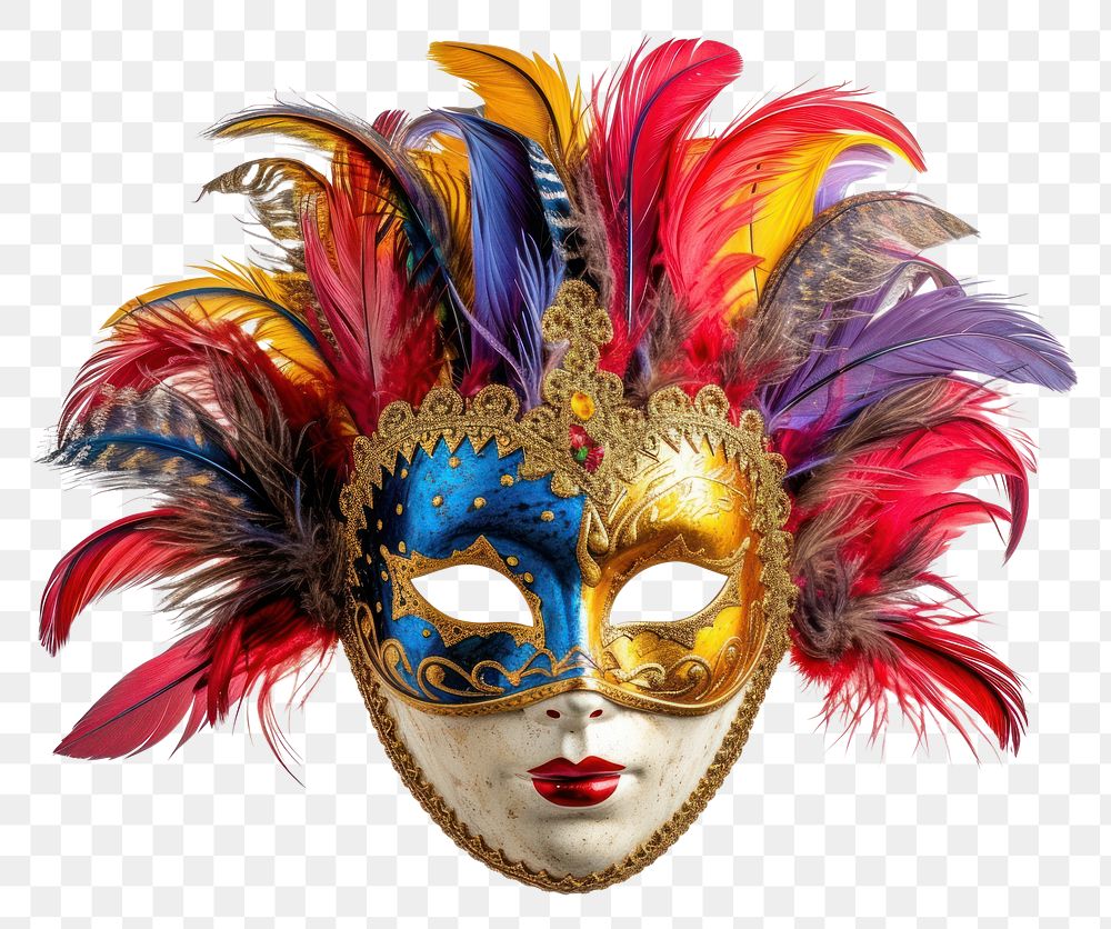 PNG  Venetian carnival mask feather white background celebration.