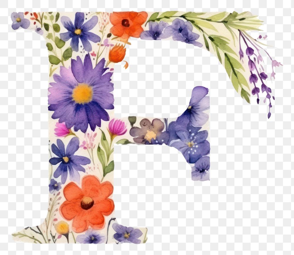 PNG Floral inside Alphabet F flower pattern number