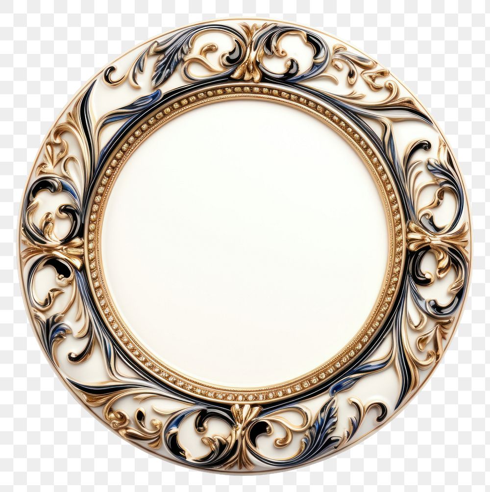 PNG Beige black ceramic circle Renaissance frame vintage porcelain jewelry locket.