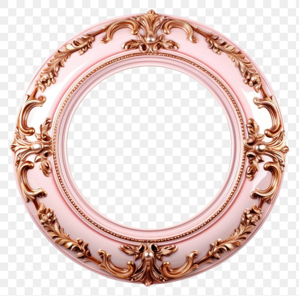 PNG Pink gold ceramic circle Renaissance frame vintage jewelry locket photo.