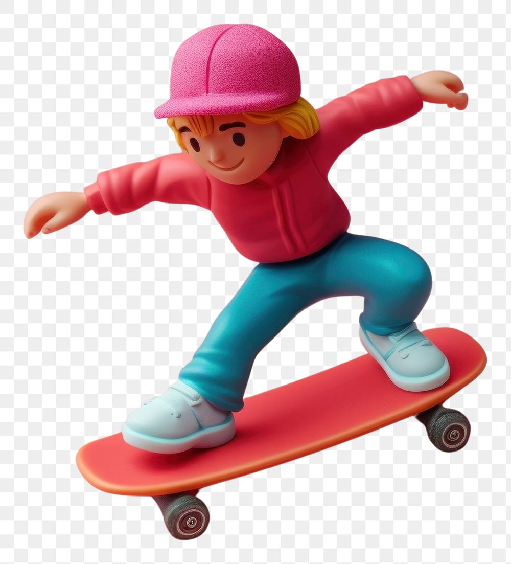 PNG  Skateboarder figurine representation skateboarding.