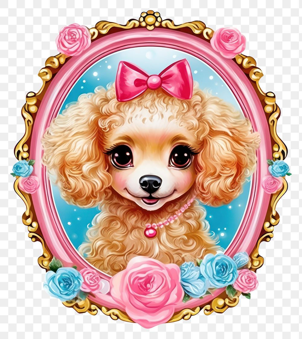 PNG  Cute poodle printable sticker mammal animal pet.