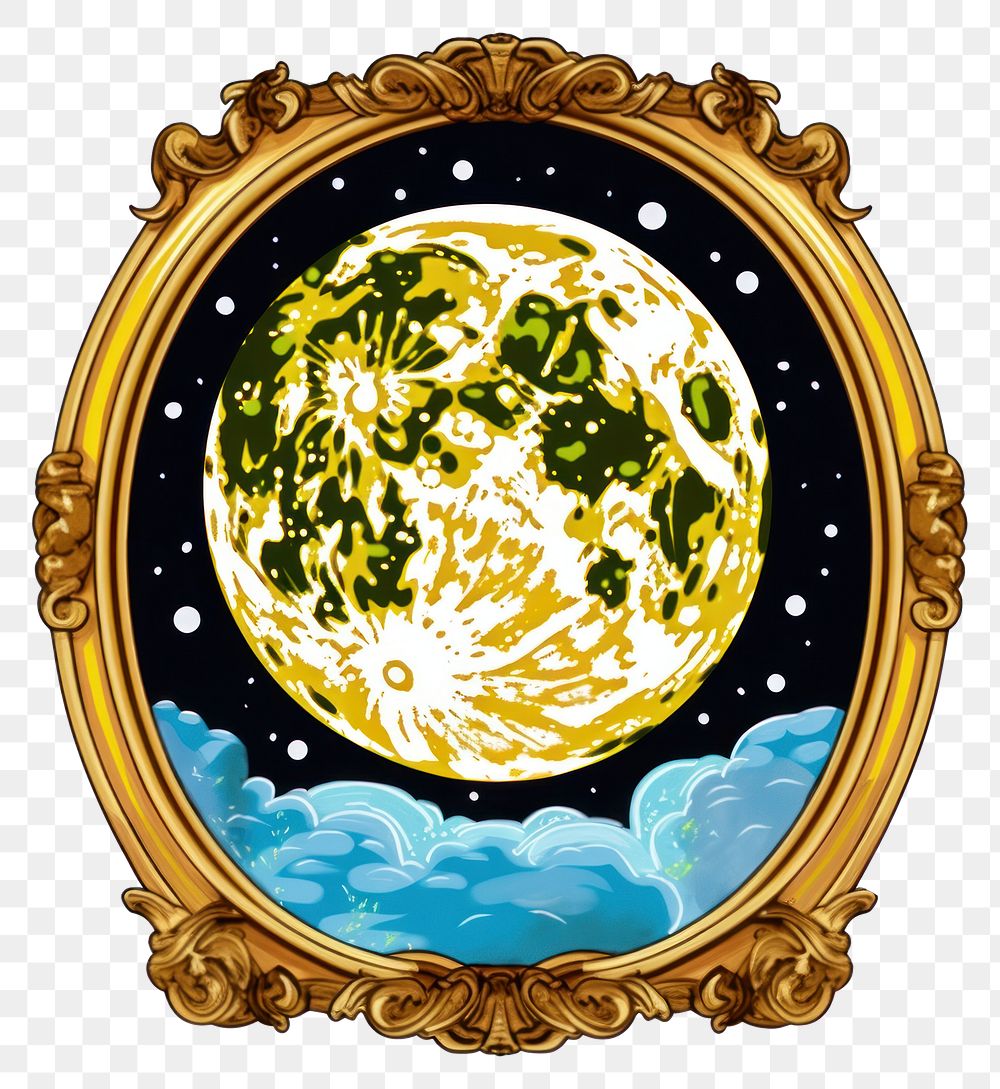 PNG  Full moon printable sticker astronomy painting space.