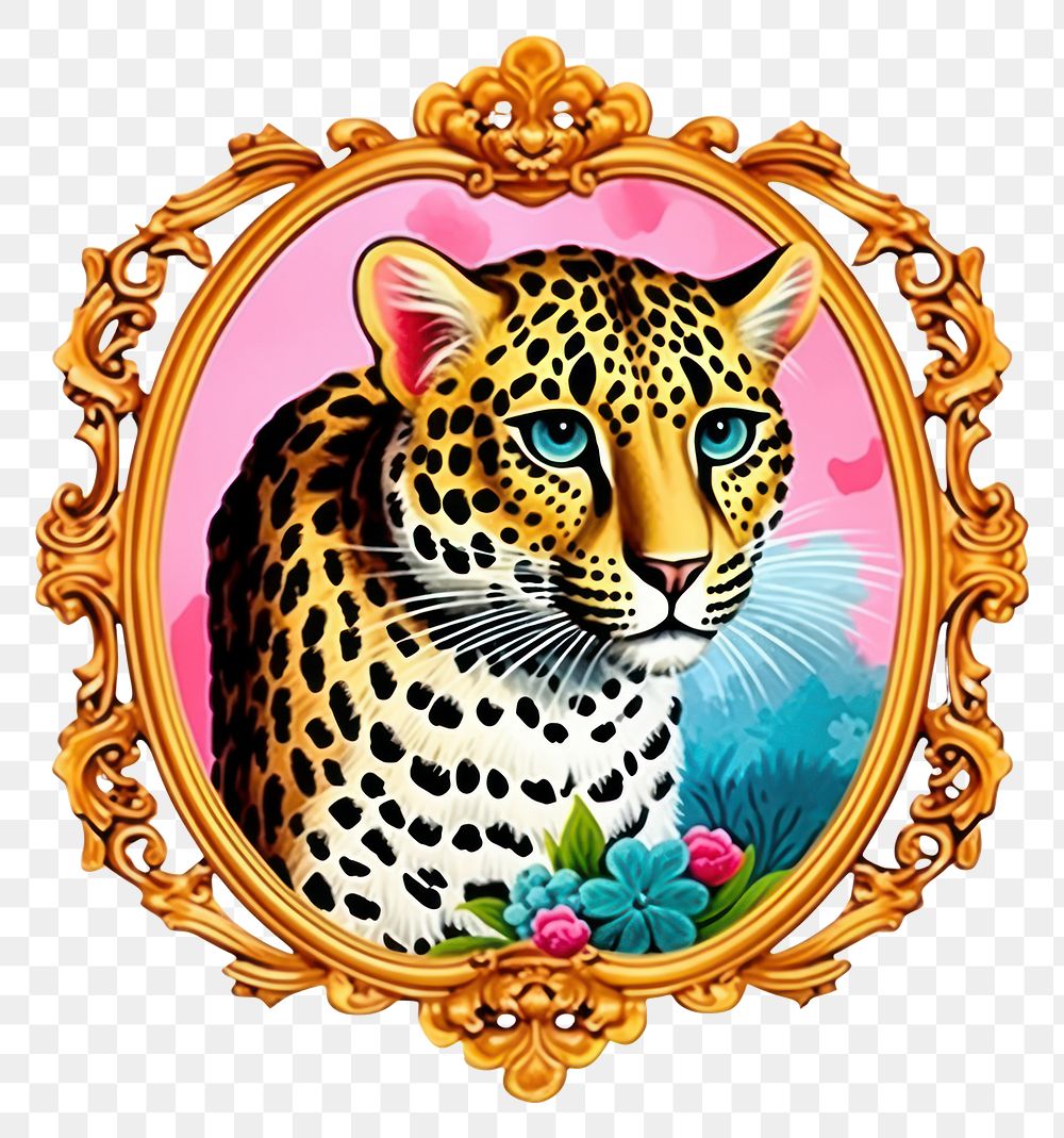 PNG  Leopard printable sticker animal mammal representation.