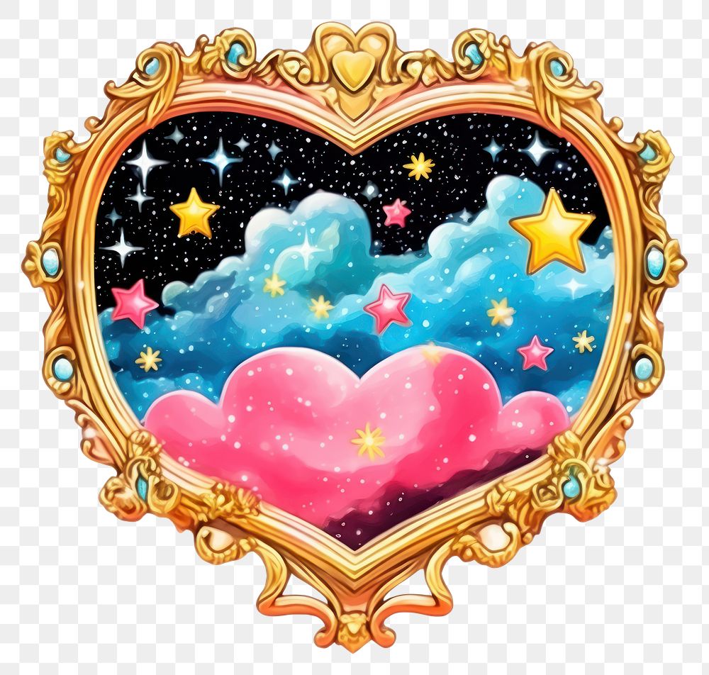 PNG  Night sky printable sticker pattern heart accessories.