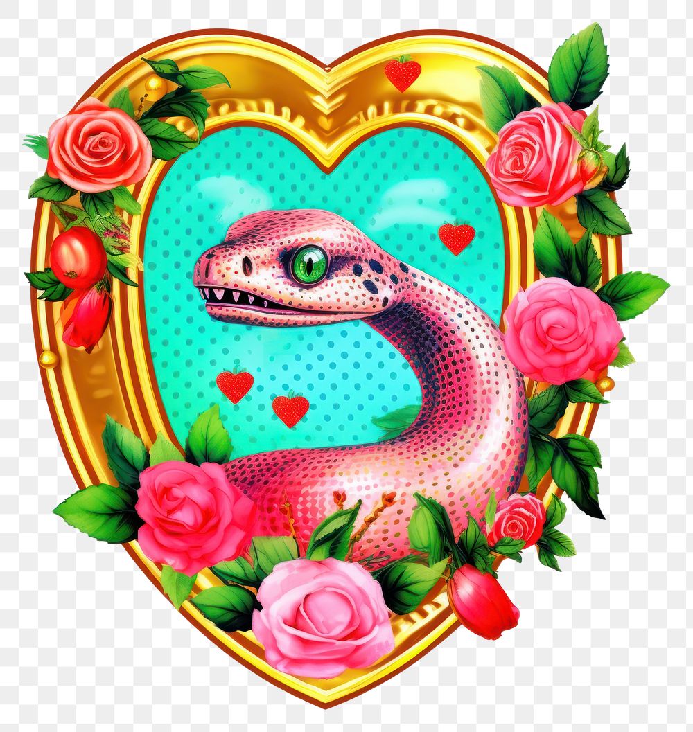 PNG  Snake printable sticker art pattern heart