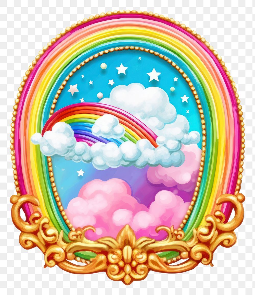 PNG  Rainbow over the cloud printable sticker pattern creativity cartoon.