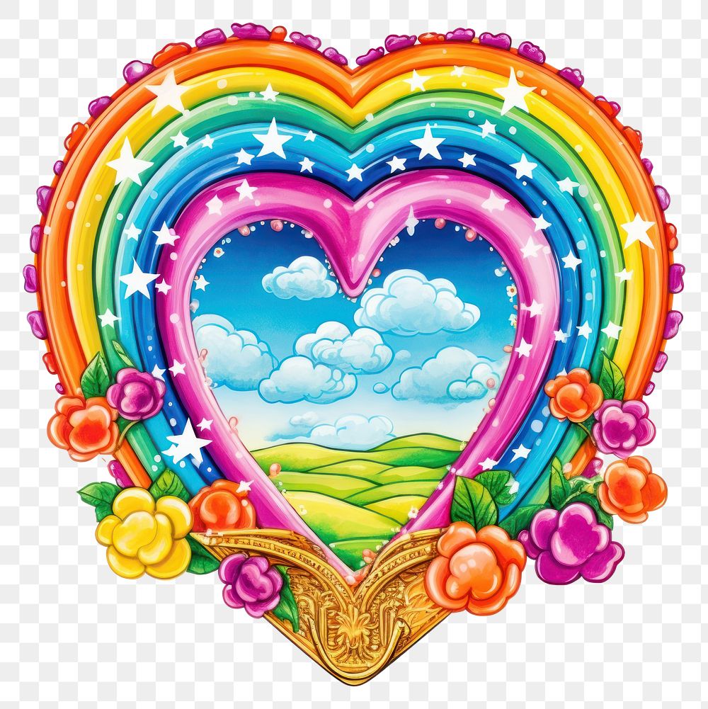 PNG  Rainbow printable sticker heart togetherness celebration