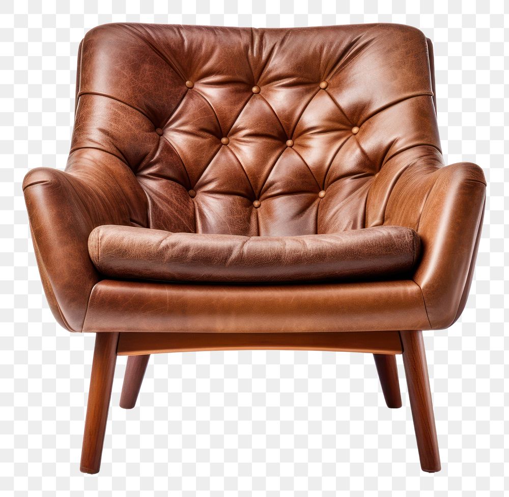 PNG  Vintage chair furniture armchair brown.