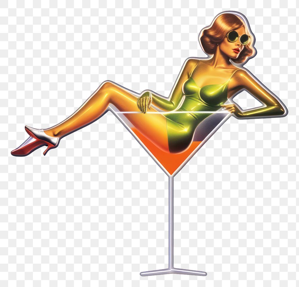 PNG Woman sitting on a cocktail glass martini drink adult.