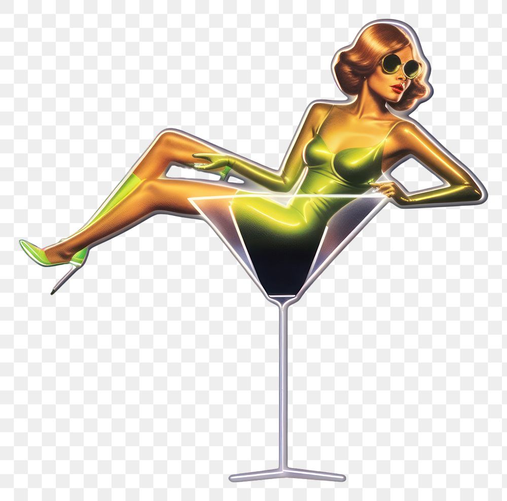 PNG Woman sitting on a cocktail glass martini drink adult