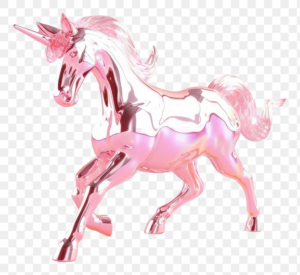 PNG 3d illustration in surreal abstract style of unicorn animal mammal horse.