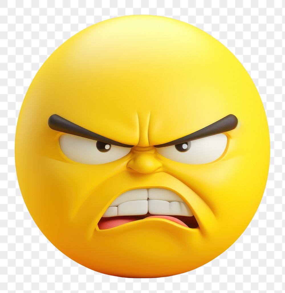 PNG  Angry emoji yellow face representation frustration displeased.