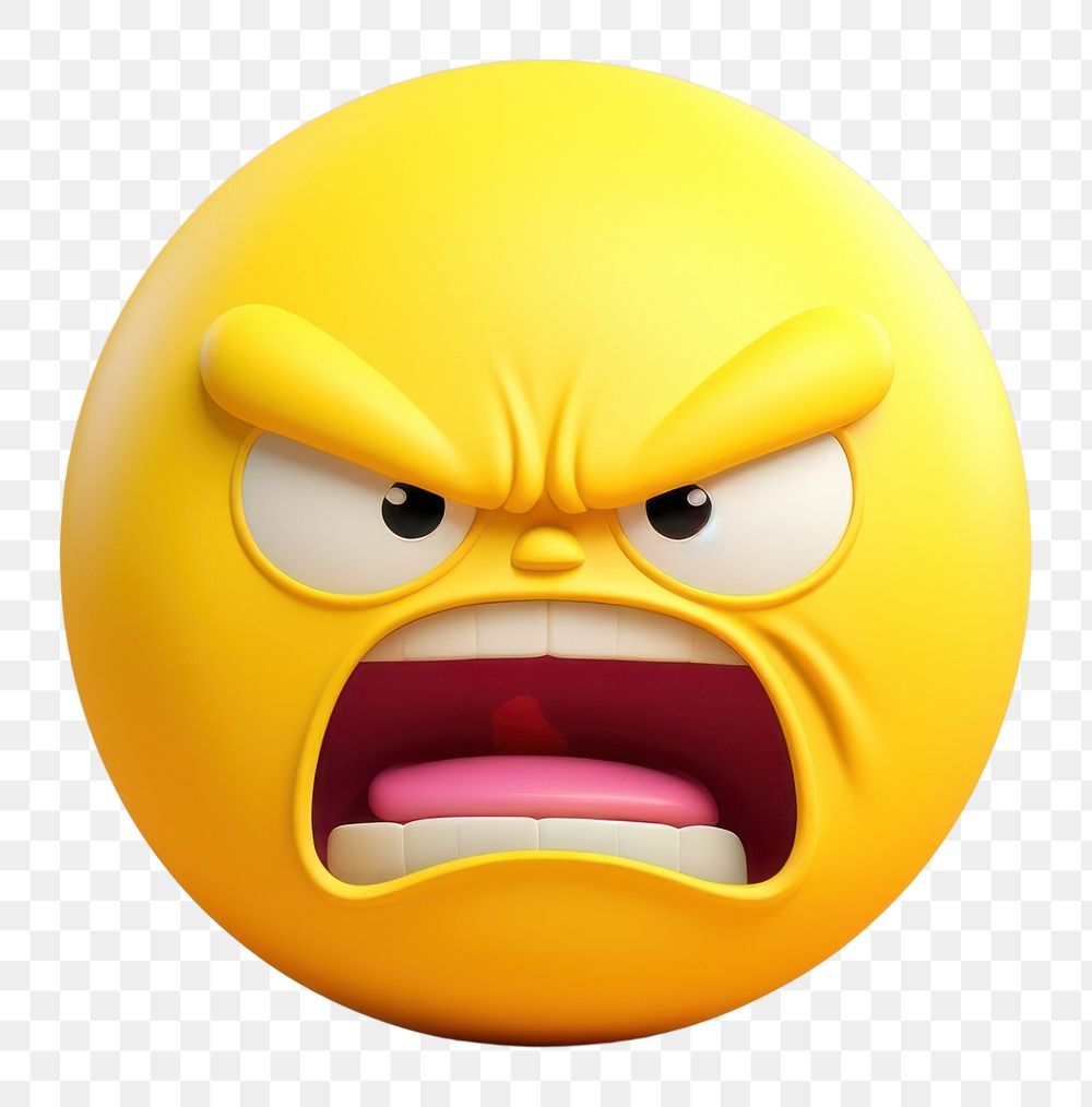 PNG  Angry emoji yellow face toy anthropomorphic representation.