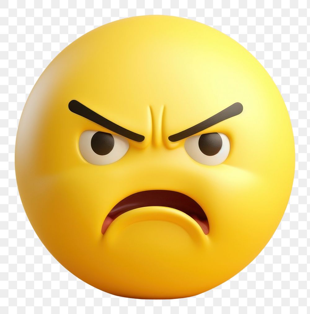 PNG  Angry emoji yellow face anthropomorphic representation frustration.