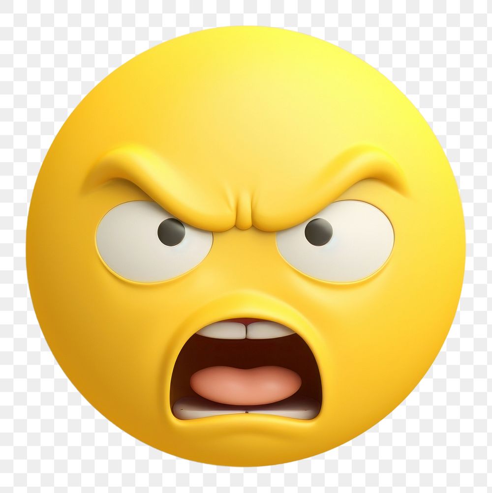 PNG  Angry emoji yellow face anthropomorphic representation aggression.