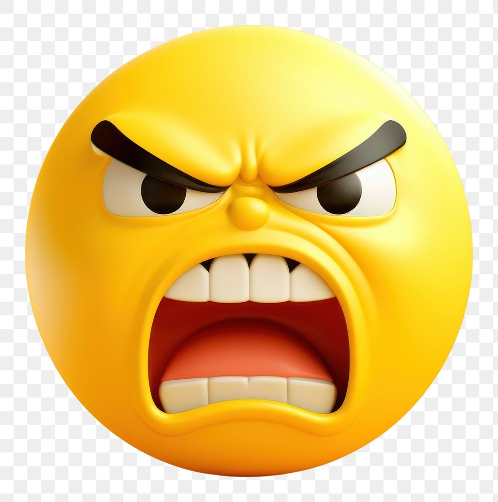 PNG  Angry emoji yellow face frustration aggression displeased