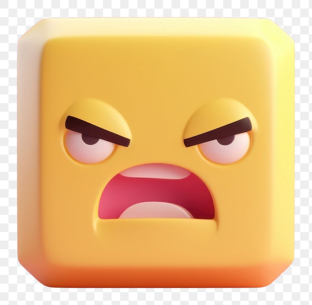 PNG  Angry emoji face toy representation cosmetics.