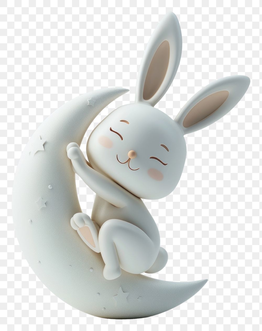 PNG  Rabbit on moon animal porcelain figurine.