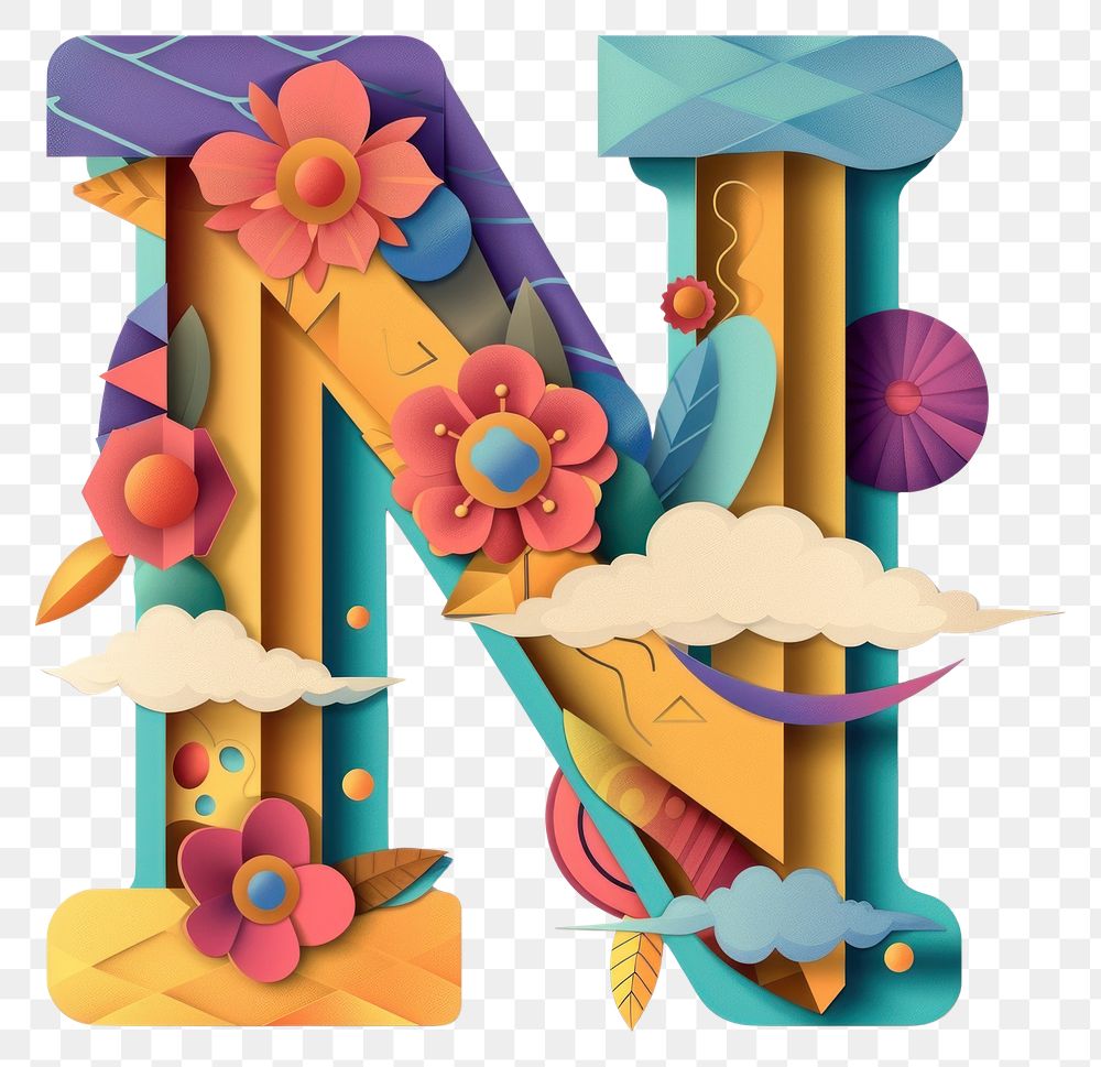 PNG Letter N alphabet font art.