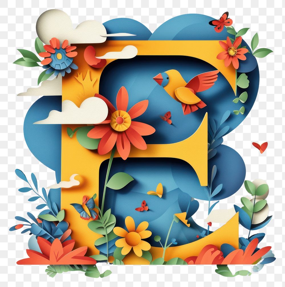 PNG Letter E art alphabet flower.