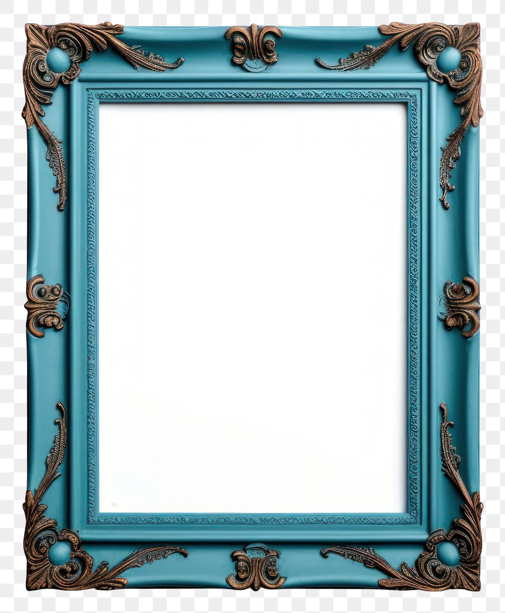 PNG Blue mirror frame white background.