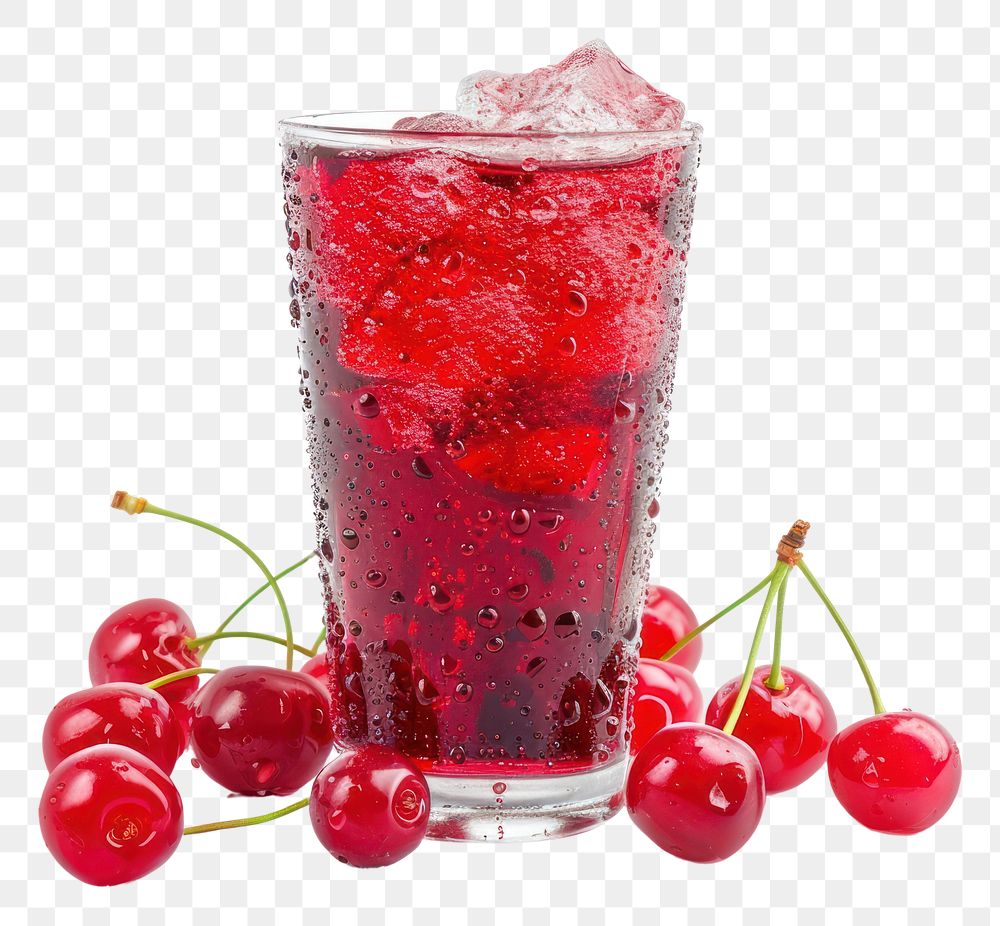 PNG Photo of cherry soda fruit juice drink.