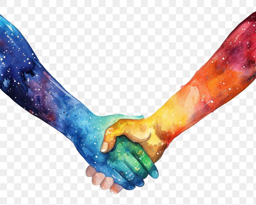 PNG Holding hand in Watercolor style human holding hands togetherness.