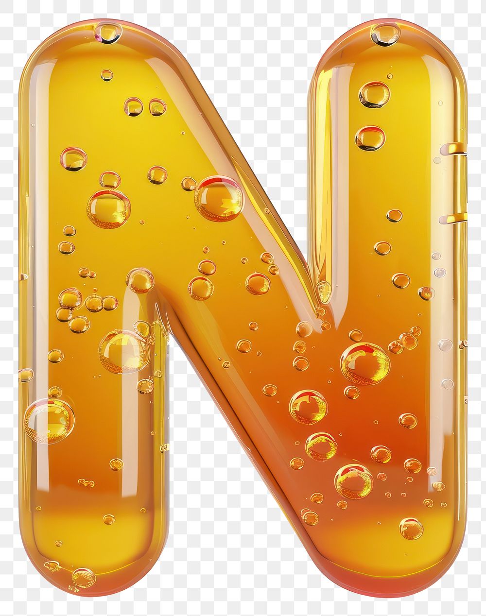 Letter N bubble yellow number.