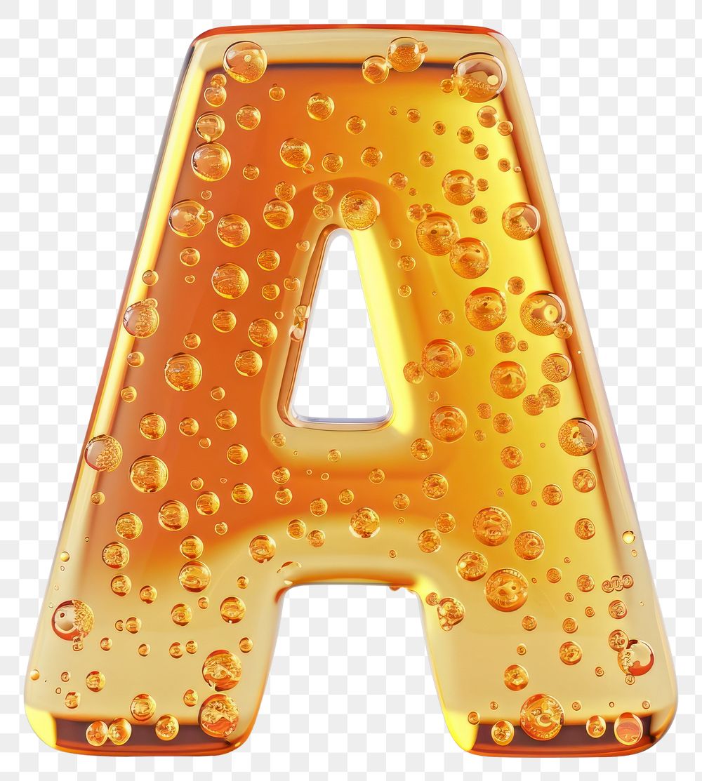 Letter A alphabet yellow number.