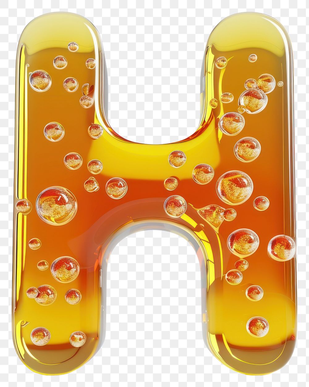 Letter H yellow bubble symbol.