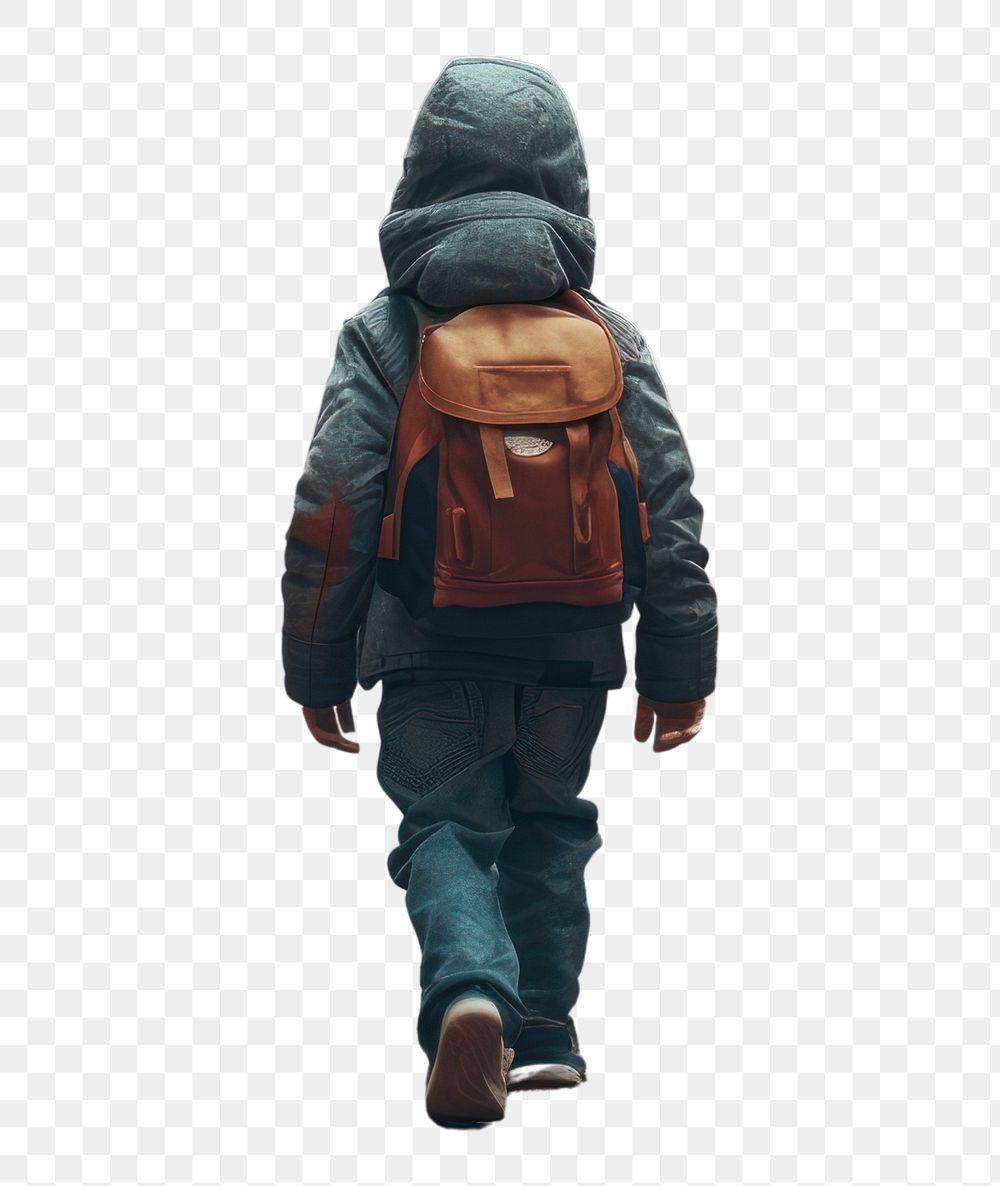 PNG Back to school backpack walking autumn.