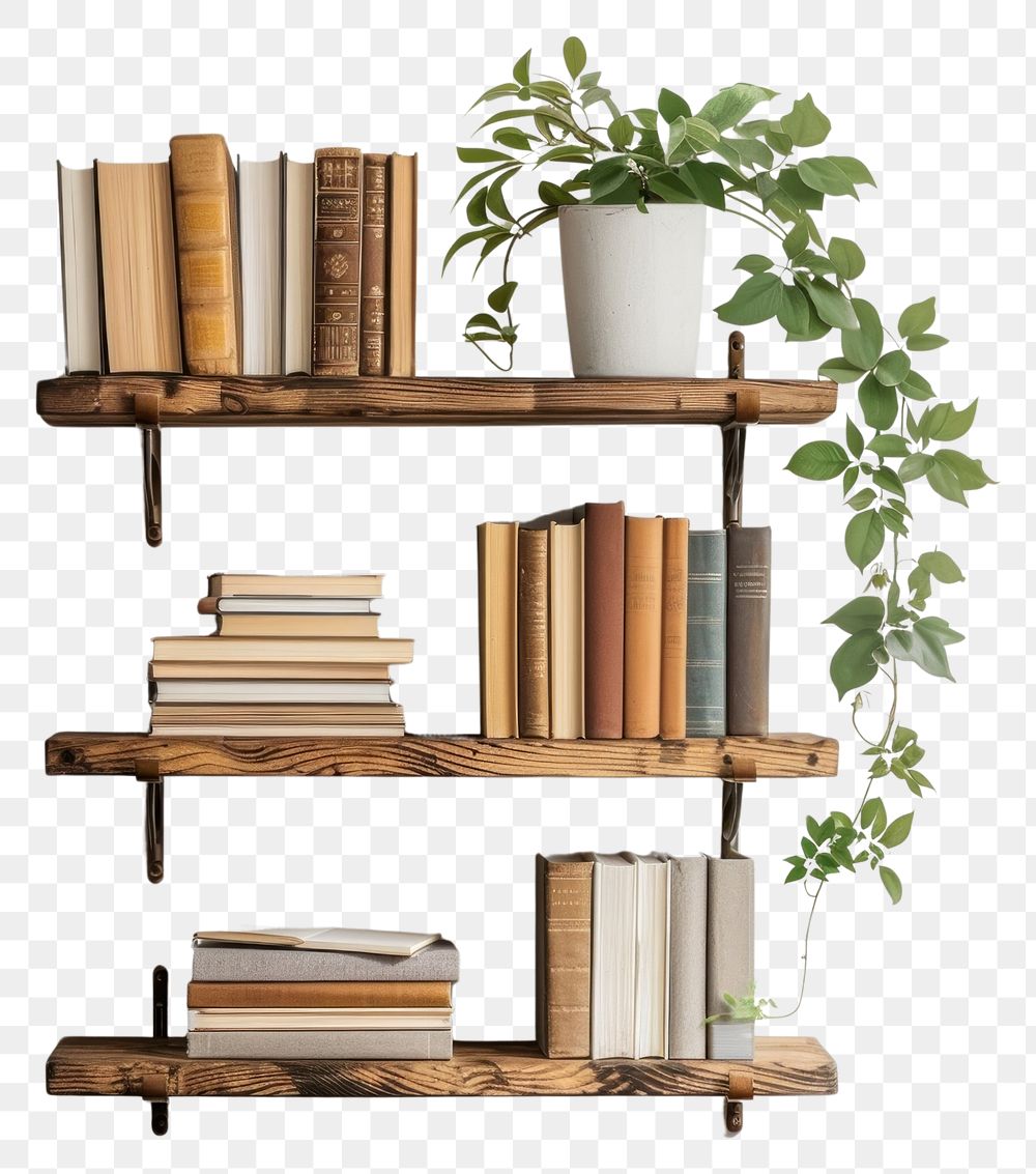 PNG Minimal bookshelf furniture bookcase plant