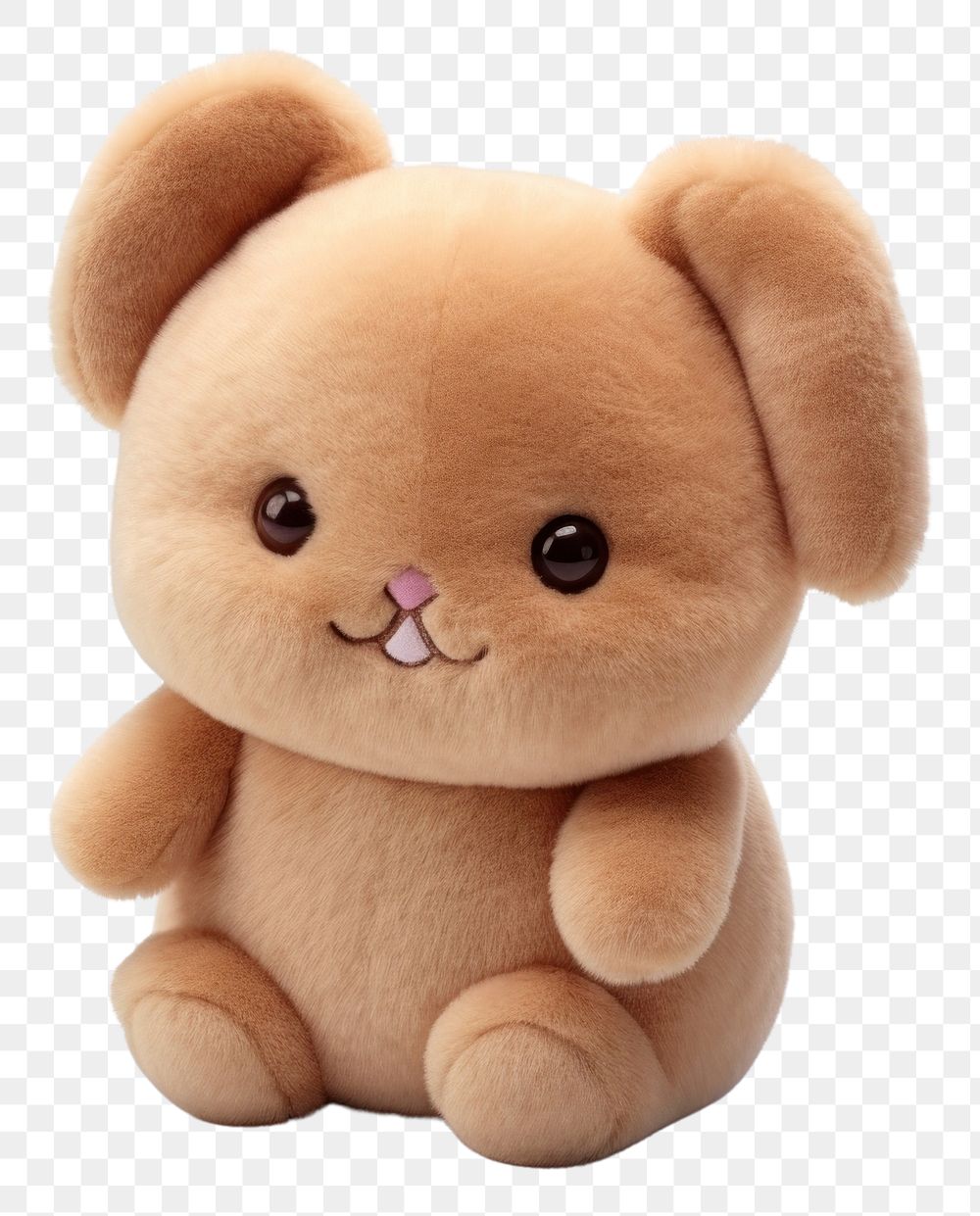 PNG Cute little rabbit plush brown toy.
