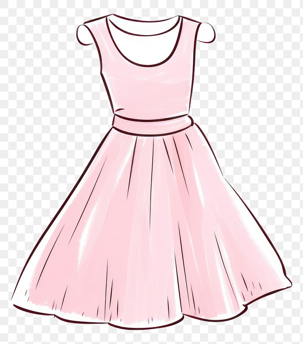 PNG Pink dress fashion sketch gown.