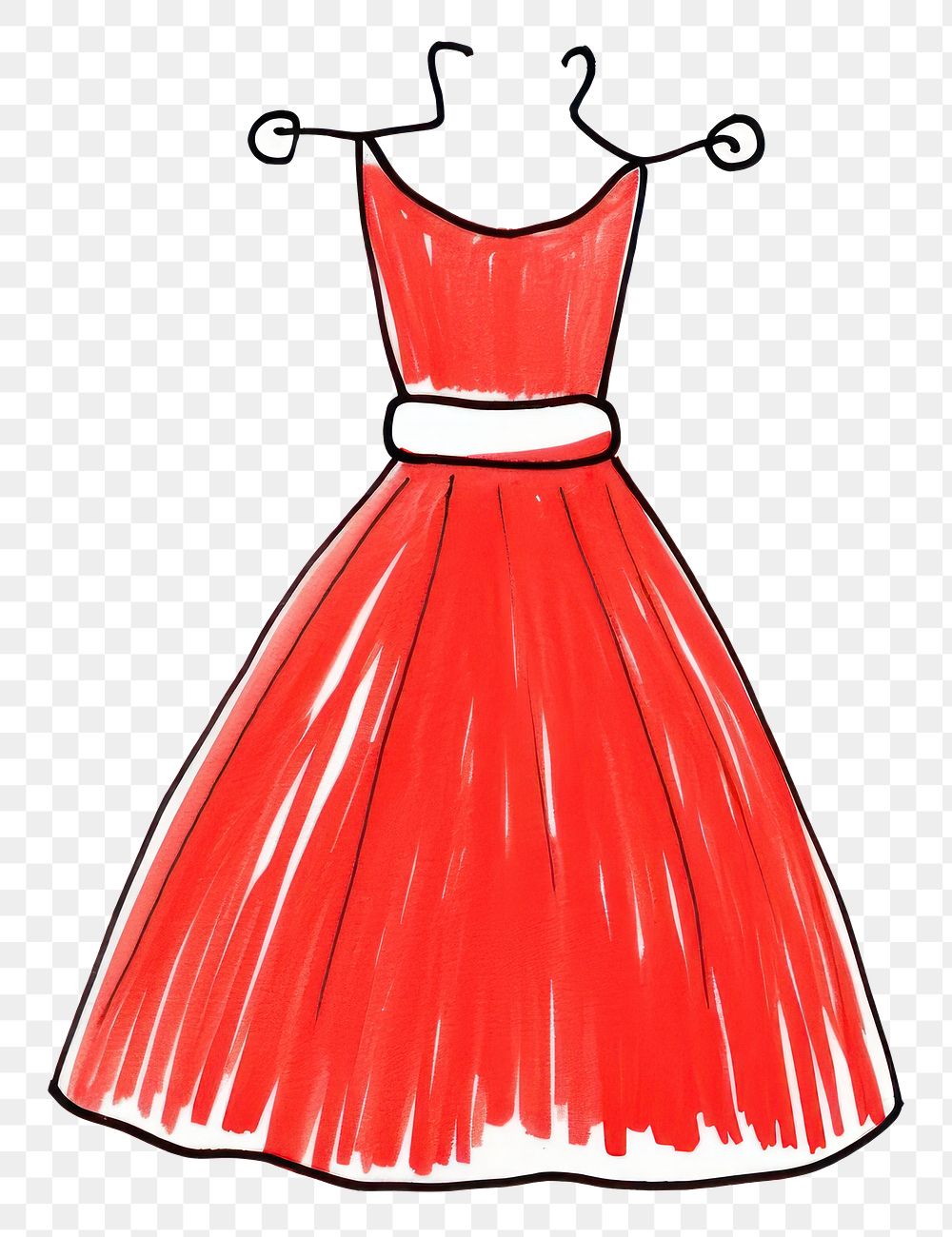 PNG Red dress fashion sketch gown.
