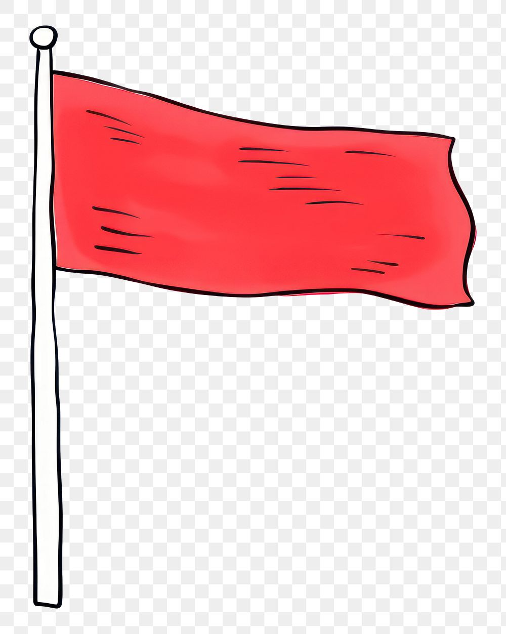 PNG Red flag sketch line white background.