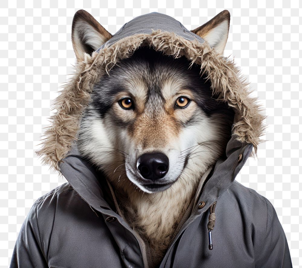 PNG Selfie wolf mammal animal jacket.
