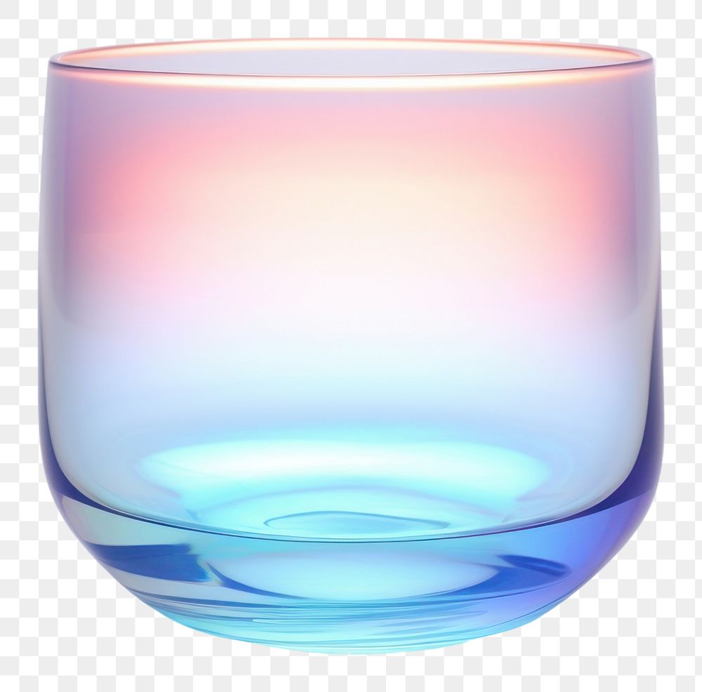 PNG 3D render glass holographic transparent lighting vase.