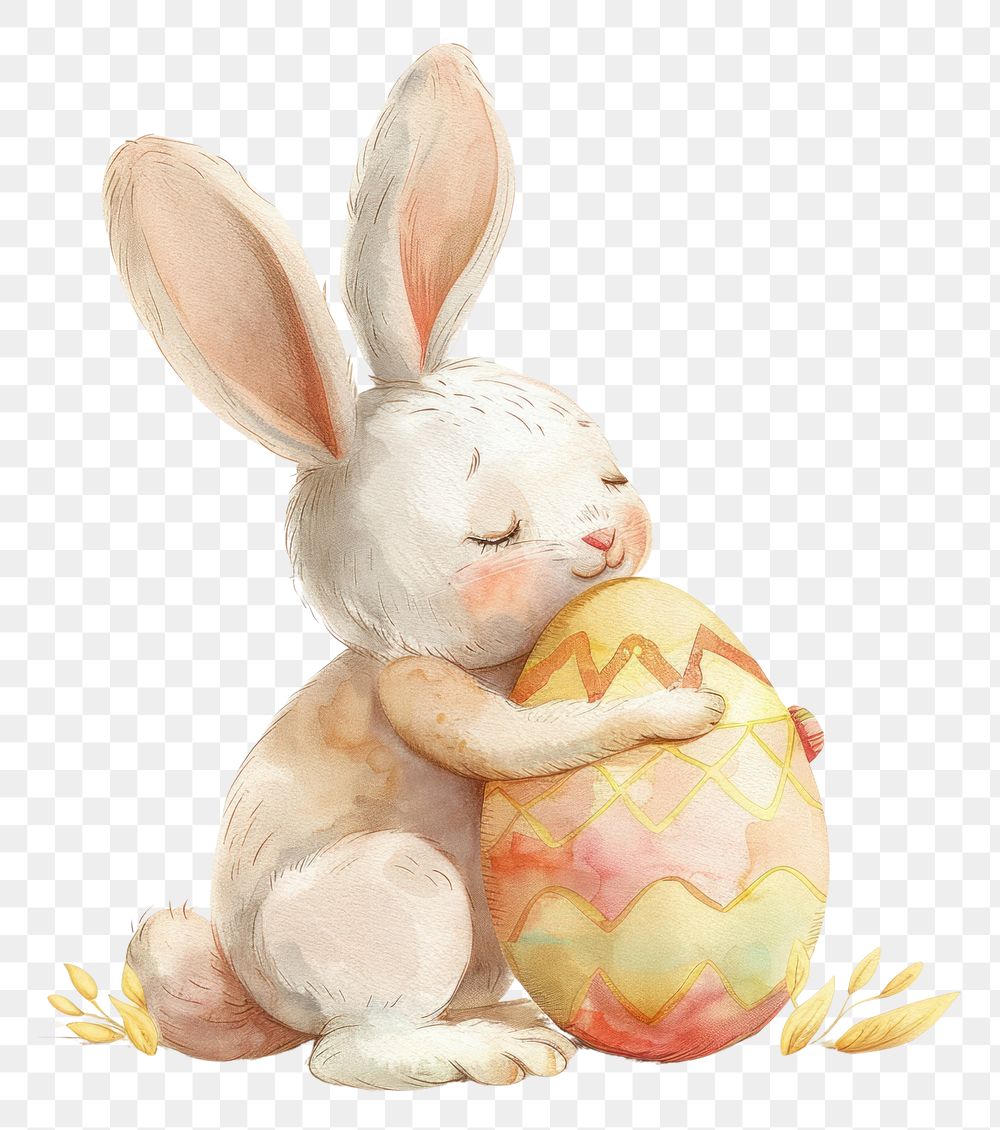 PNG Bunny hugging Easter Egg animal egg cartoon.