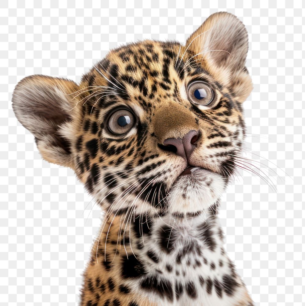 PNG  Jaguar animal looking confused wildlife leopard mammal.