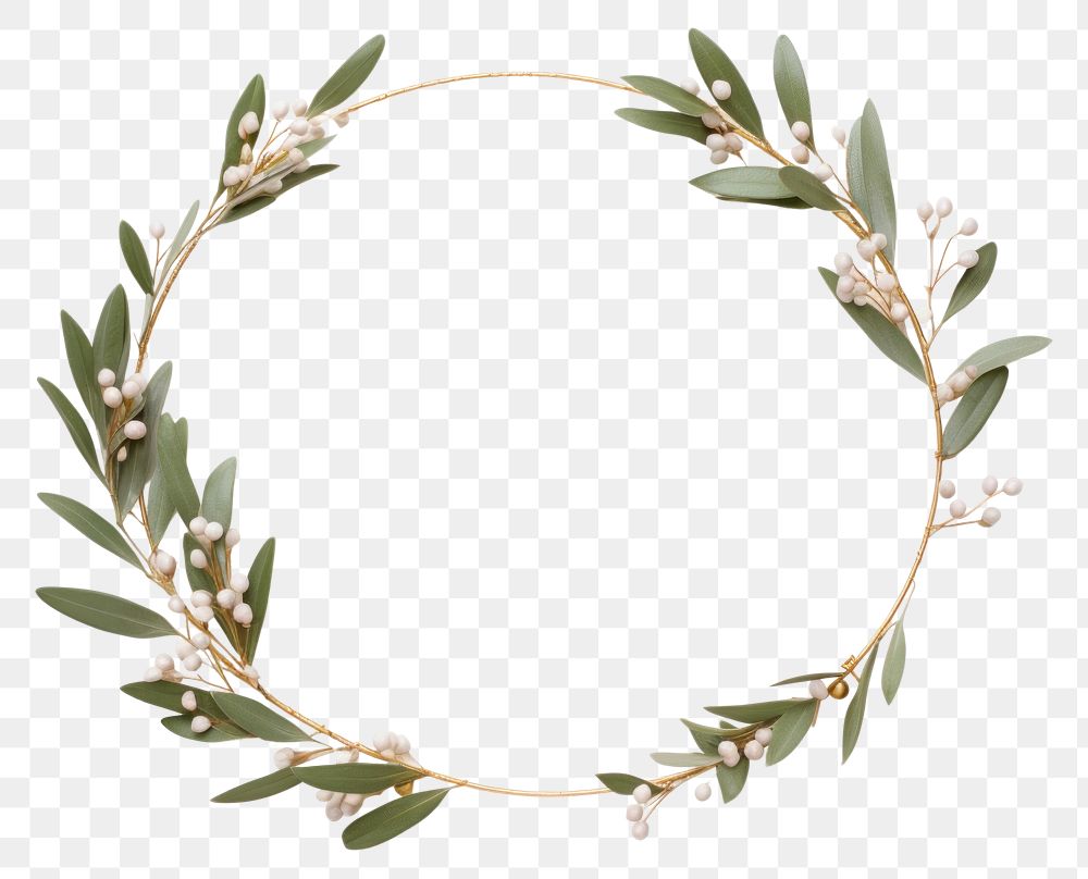 PNG Olive branch frame wreath plant white background.