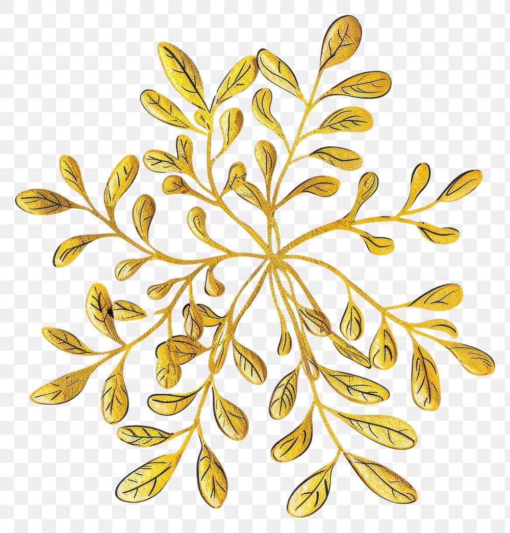 PNG  Gold Ink mistletoe pattern paper line.