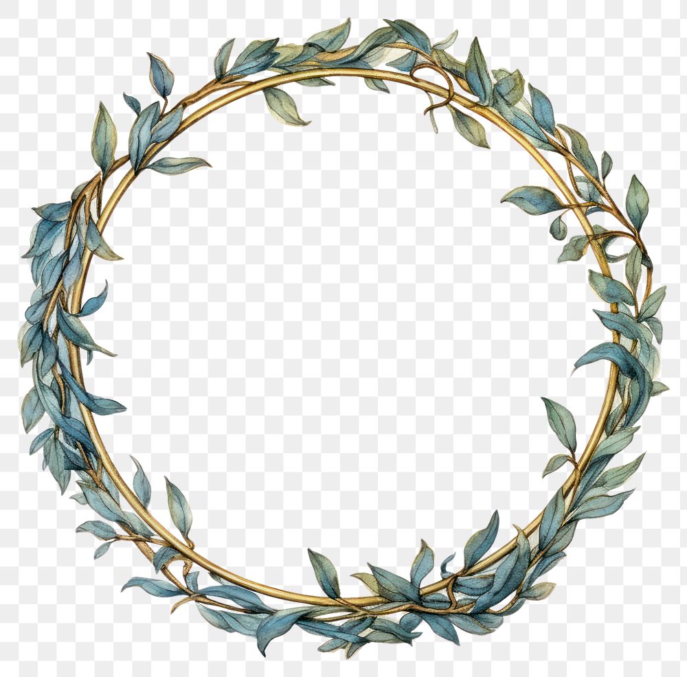 PNG Vintage drawing ribbon circle wreath plant