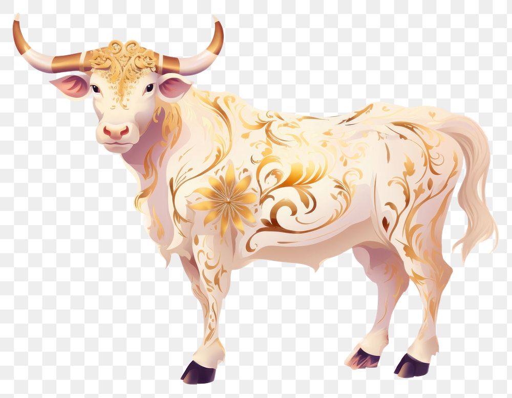 PNG An antique chinese cow livestock mammal animal.