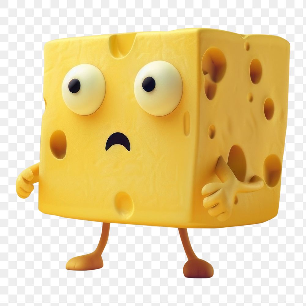 PNG 3d cheese character cartoon toy anthropomorphic.