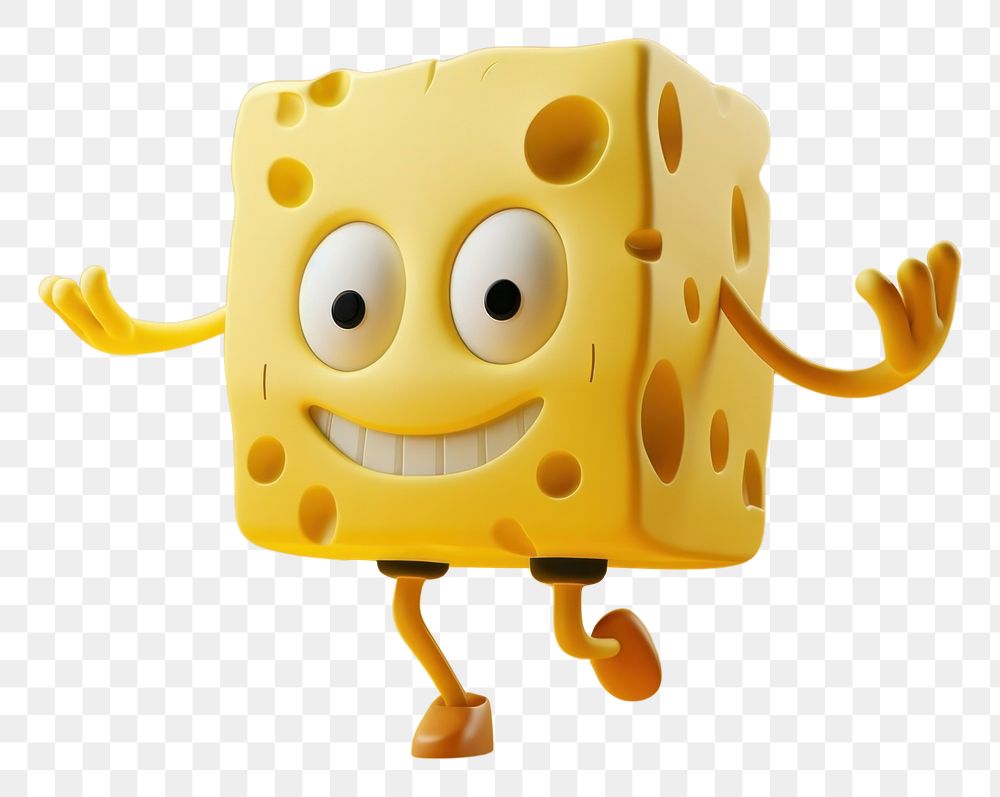 PNG 3d cheese character cartoon toy anthropomorphic.