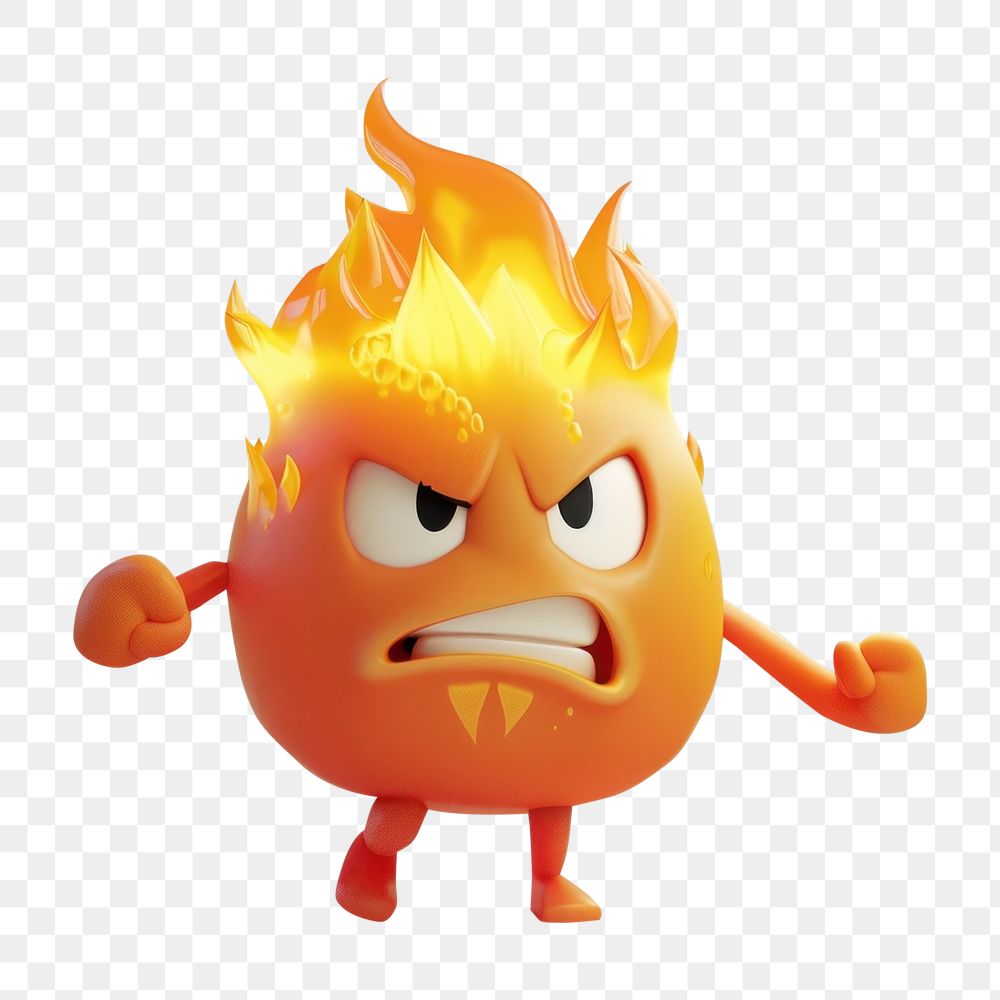 PNG 3d fire character cartoon anthropomorphic jack-o'-lantern.
